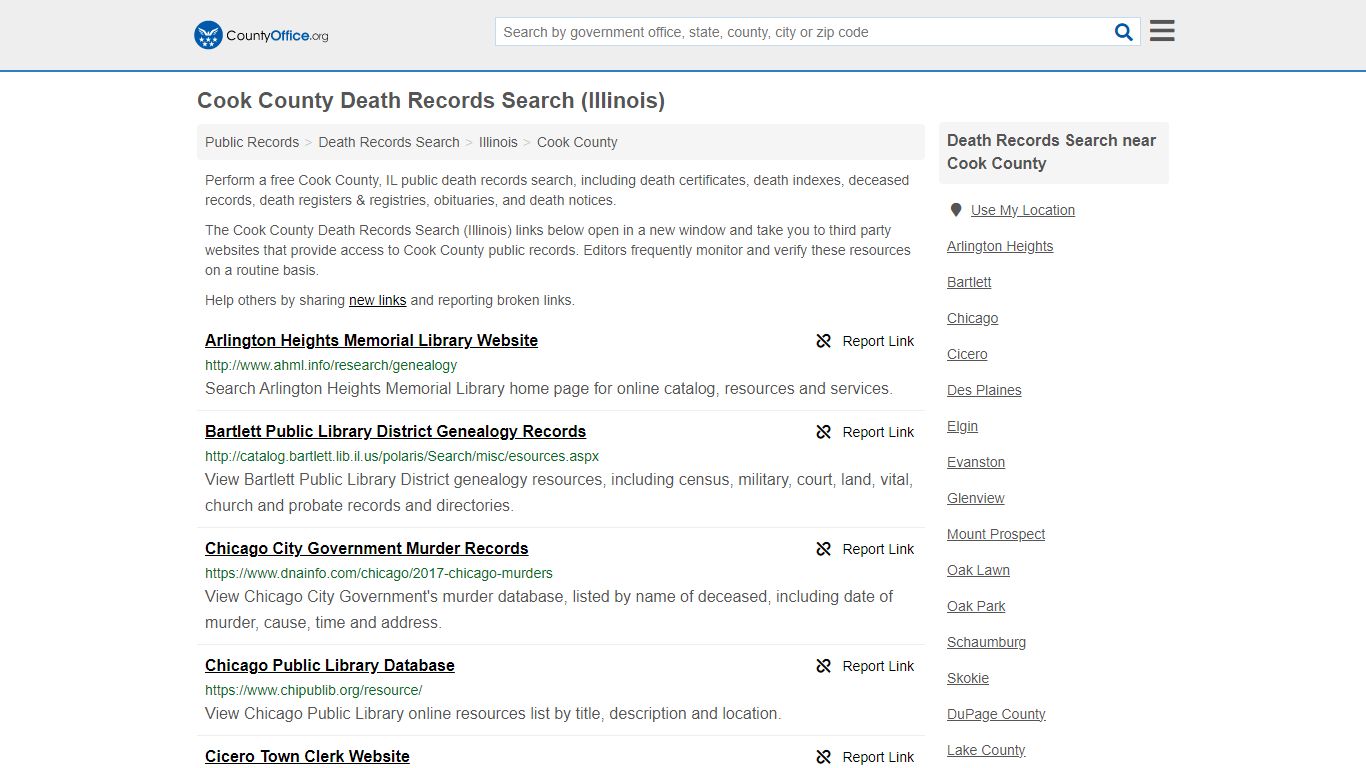 Cook County Death Records Search (Illinois) - County Office